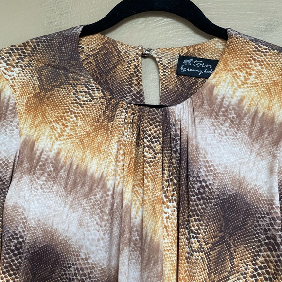 Torn by Ronny Kobo Snakeskin Print Body Con Ruched Mini Dress, Size Small - Picture 2 of 12